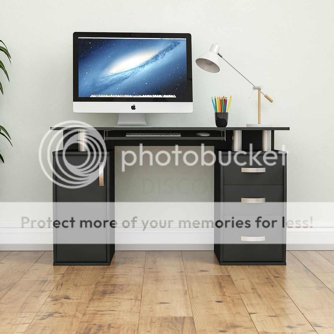 Otley Computer Desk 3 Drawer Laptop PC Table Keyboard Workstation